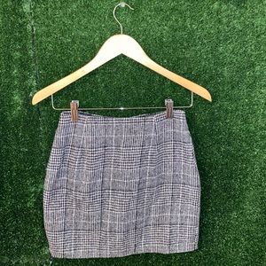 High Waisted Winter Skirt Patterned Plaid & Houndstooth